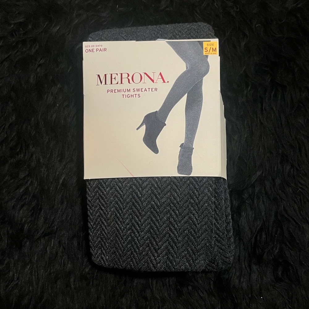 Merona grey and black sweater tights